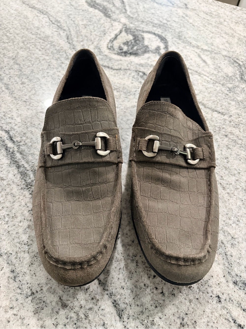 Men's grayish brown Suede Bit Loafers- Steve Madden